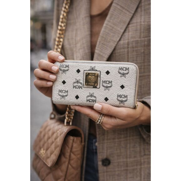 MCM Handbags - MCM White Leather Logo Purse Wallet  Women's Size Small